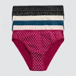 Confezione da 6 mini mutandine di cotone stampate