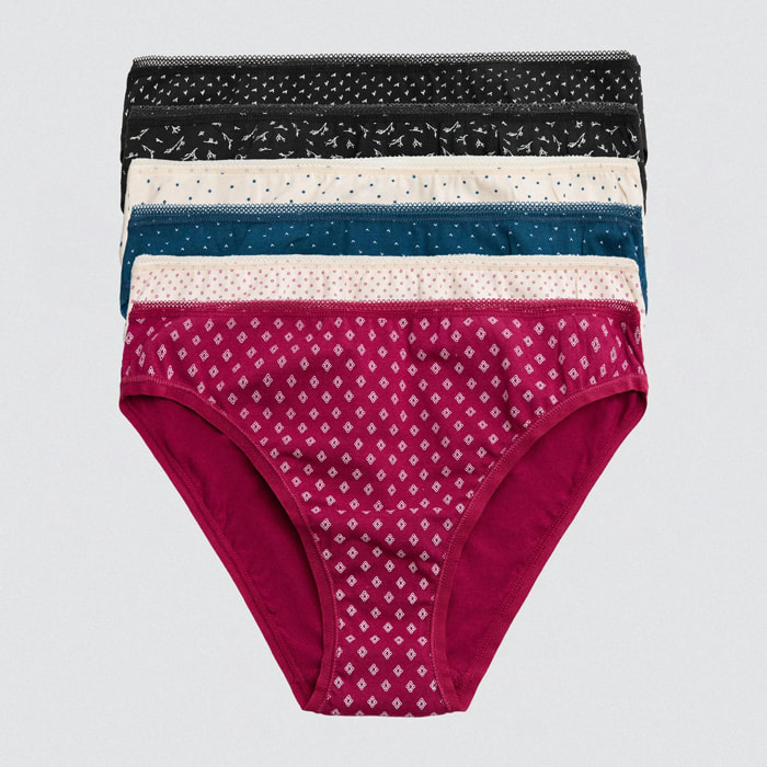 Confezione da 6 mini mutandine di cotone stampate