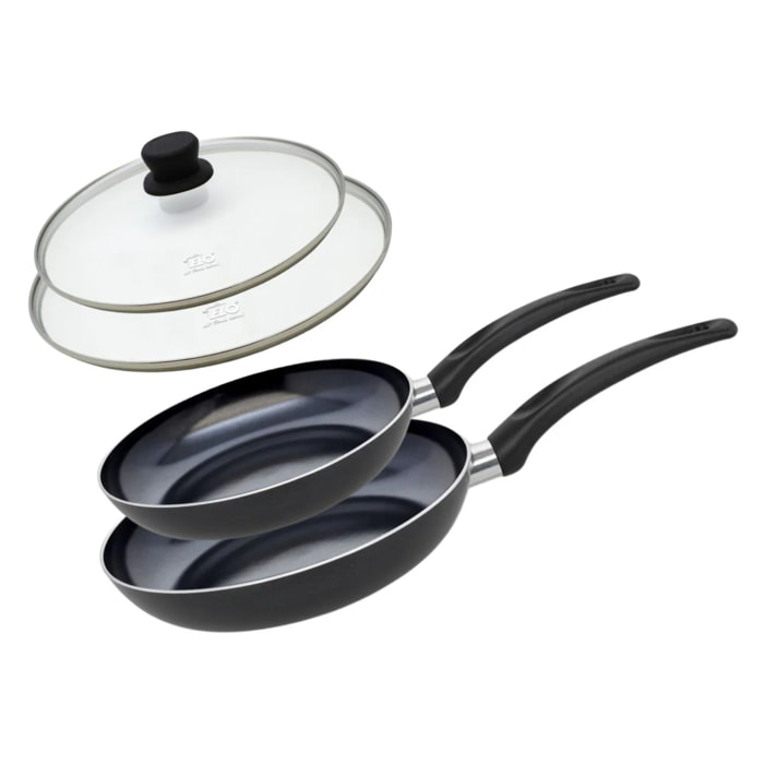 Set de 2 Poêles 20 et 24 cm céramique sans PFAS et 2 couvercles Elo Prima Cucina