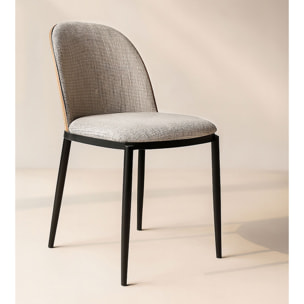 Lot de 2 chaises en tissu beige et dossier en finition noyer MAIA