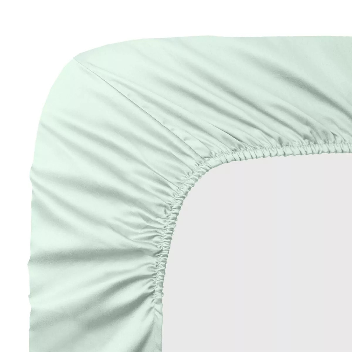 Drap housse b50 satin de coton uni bleu Ava uni lagon