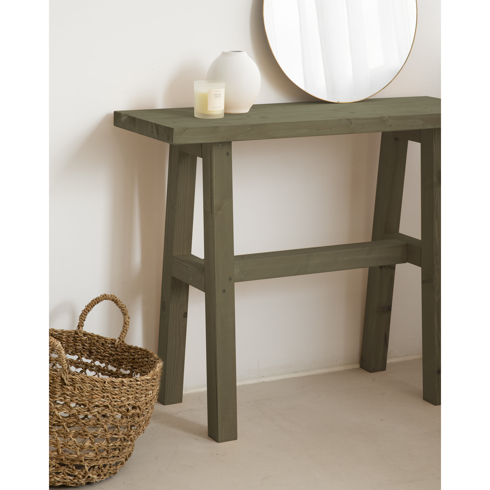 Console en bois massif ton vert 100x80cm Hauteur: 80 Longueur: 100 Largeur: 35