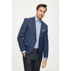 Camicia Uomo 1 Bottone Francese Twill Riga Media Blu Inchiostro\Bianco