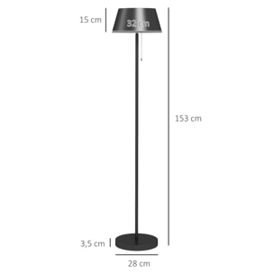 Lampadaire extérieur solaire LED sans fil rechargeable USB réglable alu ABS noir