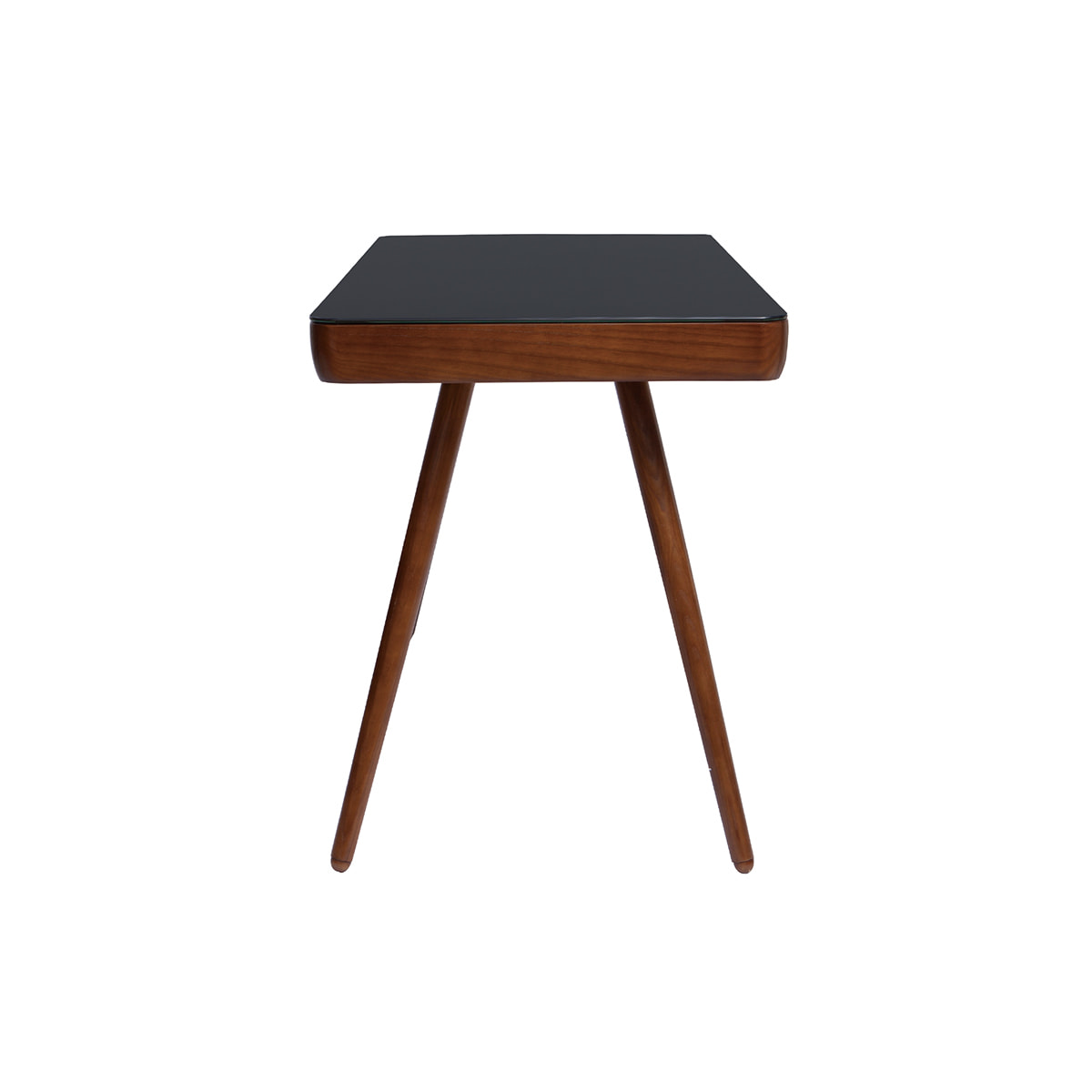 Bureau connecté multimédia avec tiroir en verre noir et bois foncé noyer L120 cm CLEVER