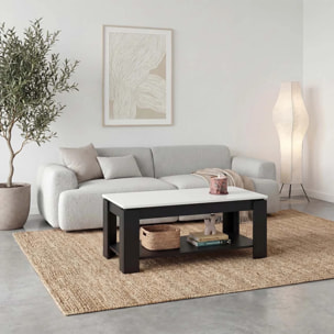 Mesa de centro elevable con almacenaje en negro mate y blanco artik 102x43-54 cm Lya Negro Mate - Blanco Artik