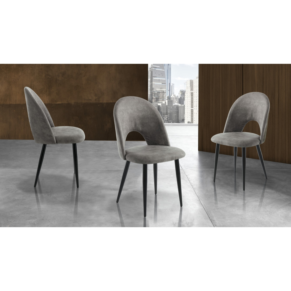 Tomasucci Lot de 4 Chaises NAIL OLD GREY Gris