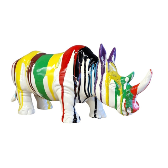 Statuette rhinocéros multicolore en résine H24cm - RHINO POP 2