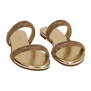 Sandali flat gioiello oro rosa