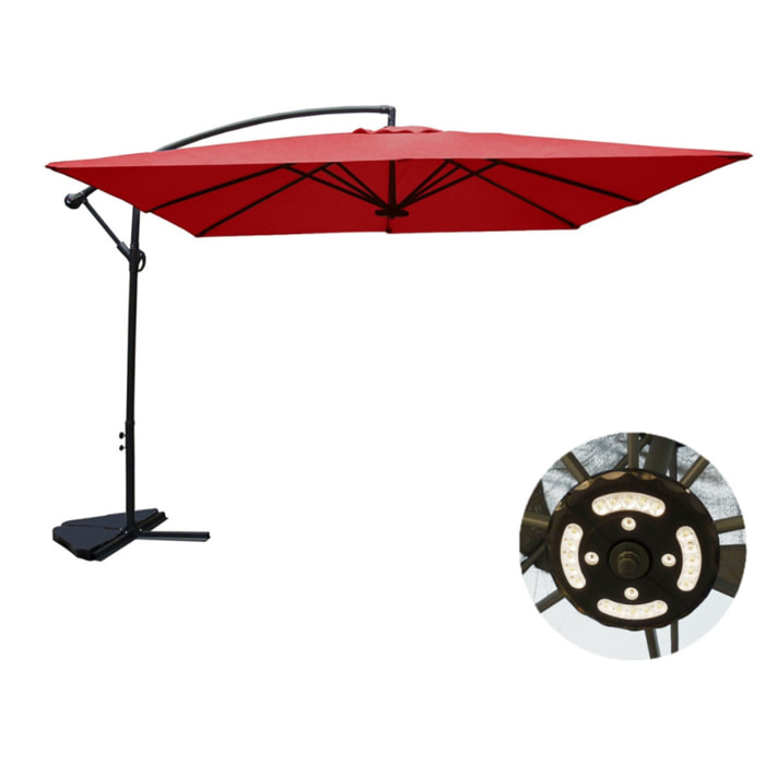 Parasol LED déporté carré 3x3m terracotta DAVAGNA