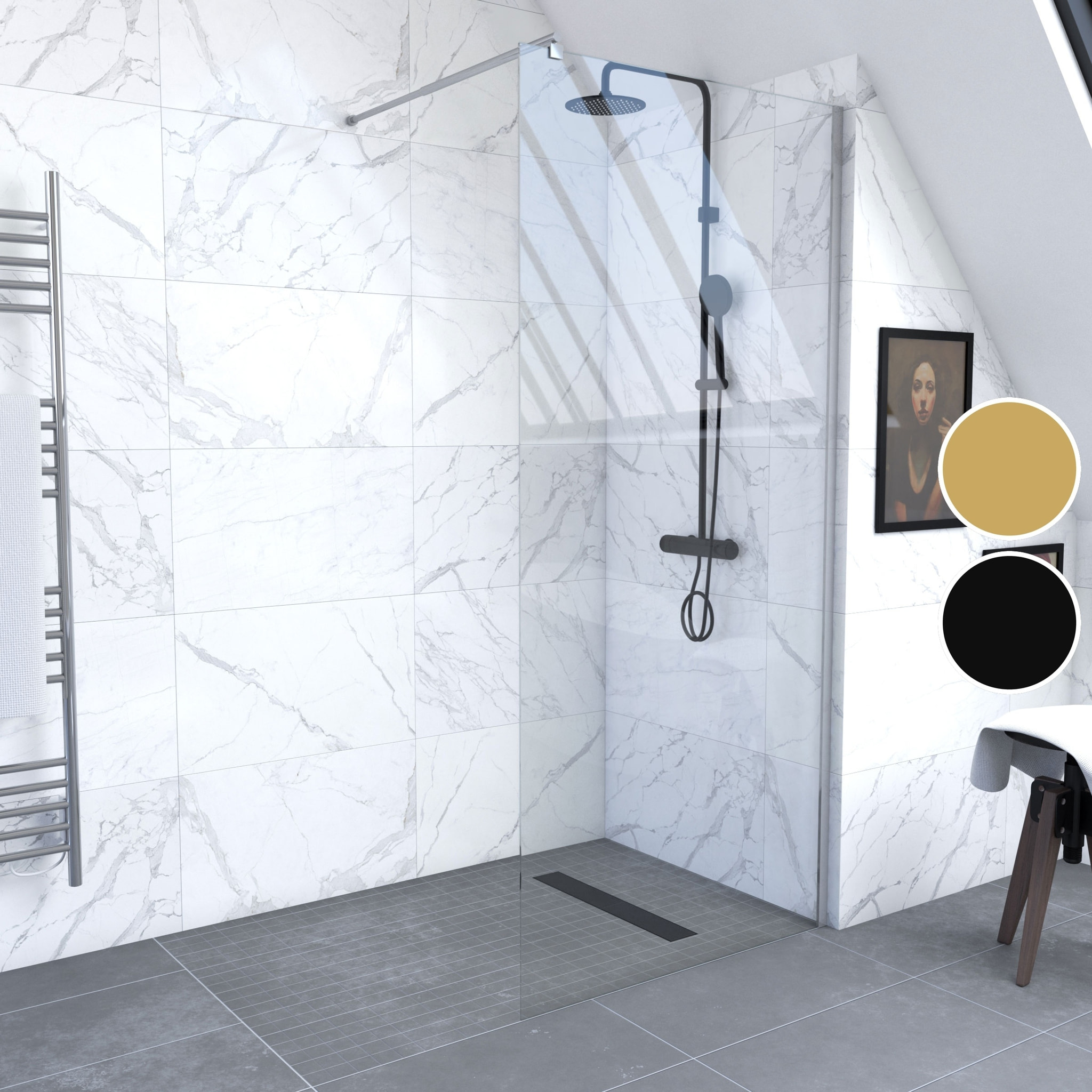 Paroi de Douche 80x200cm Verre Transparent - Barre de Fixation Extensible et Profil Chrome