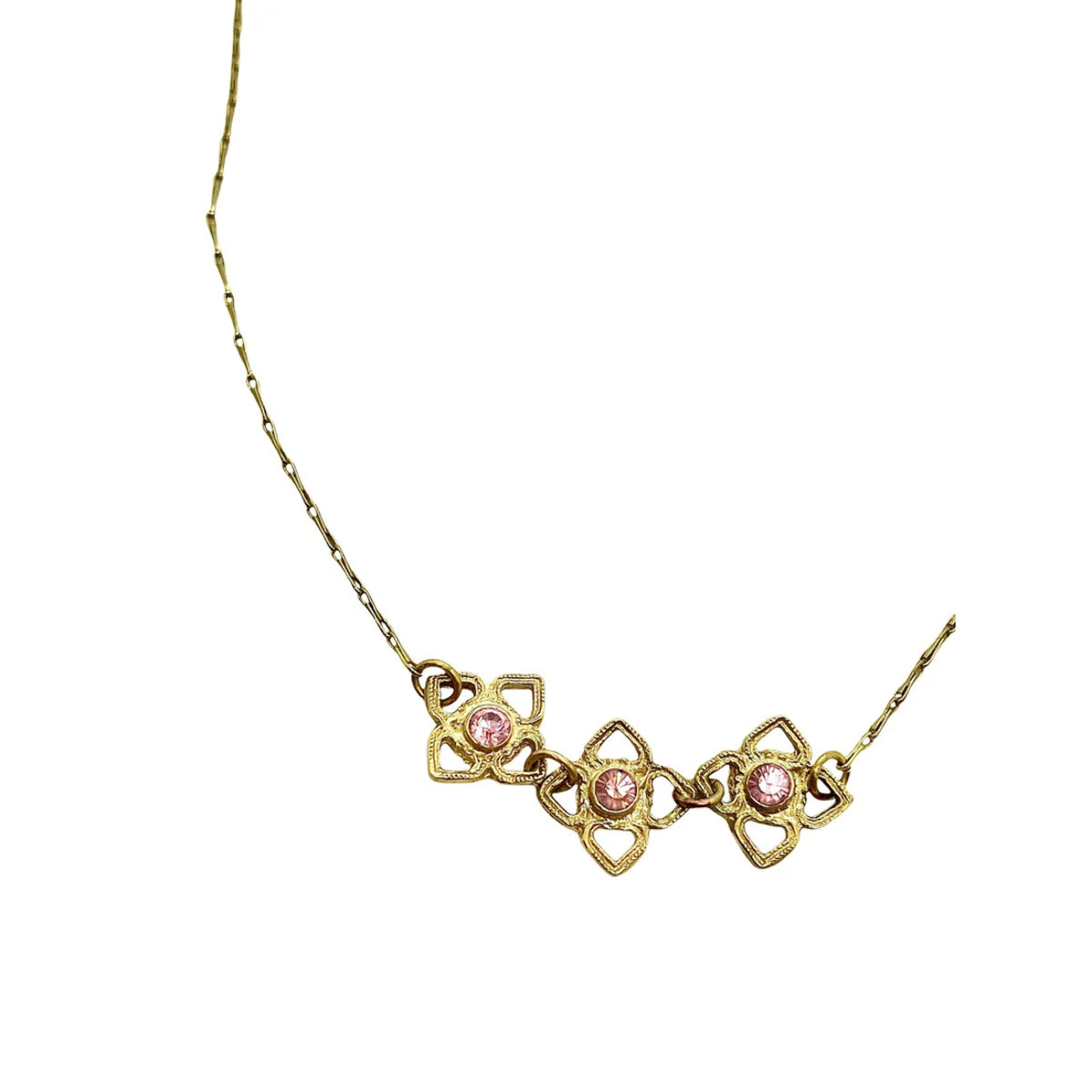 Conjunto Mismy Gargantilla y pendientes en dorado y cristal Sw color Rosa