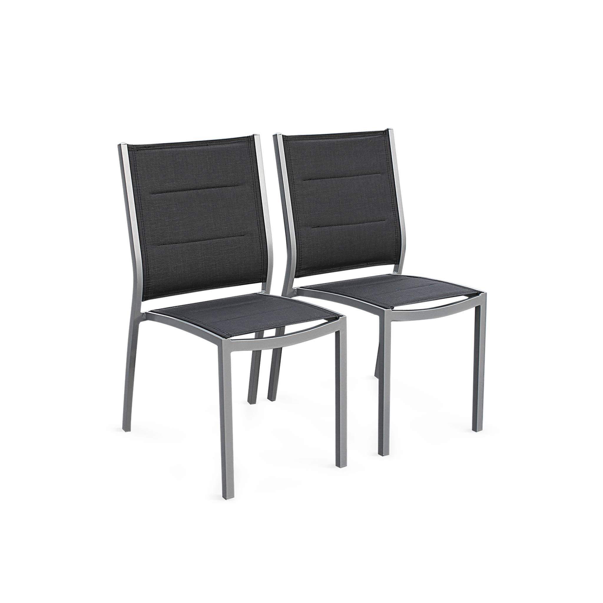 Table de jardin extensible aluminium + 6 assises - Chicago 210 Gris - Table en aluminium 150/210cm avec rallonge et 6 assises en textilène