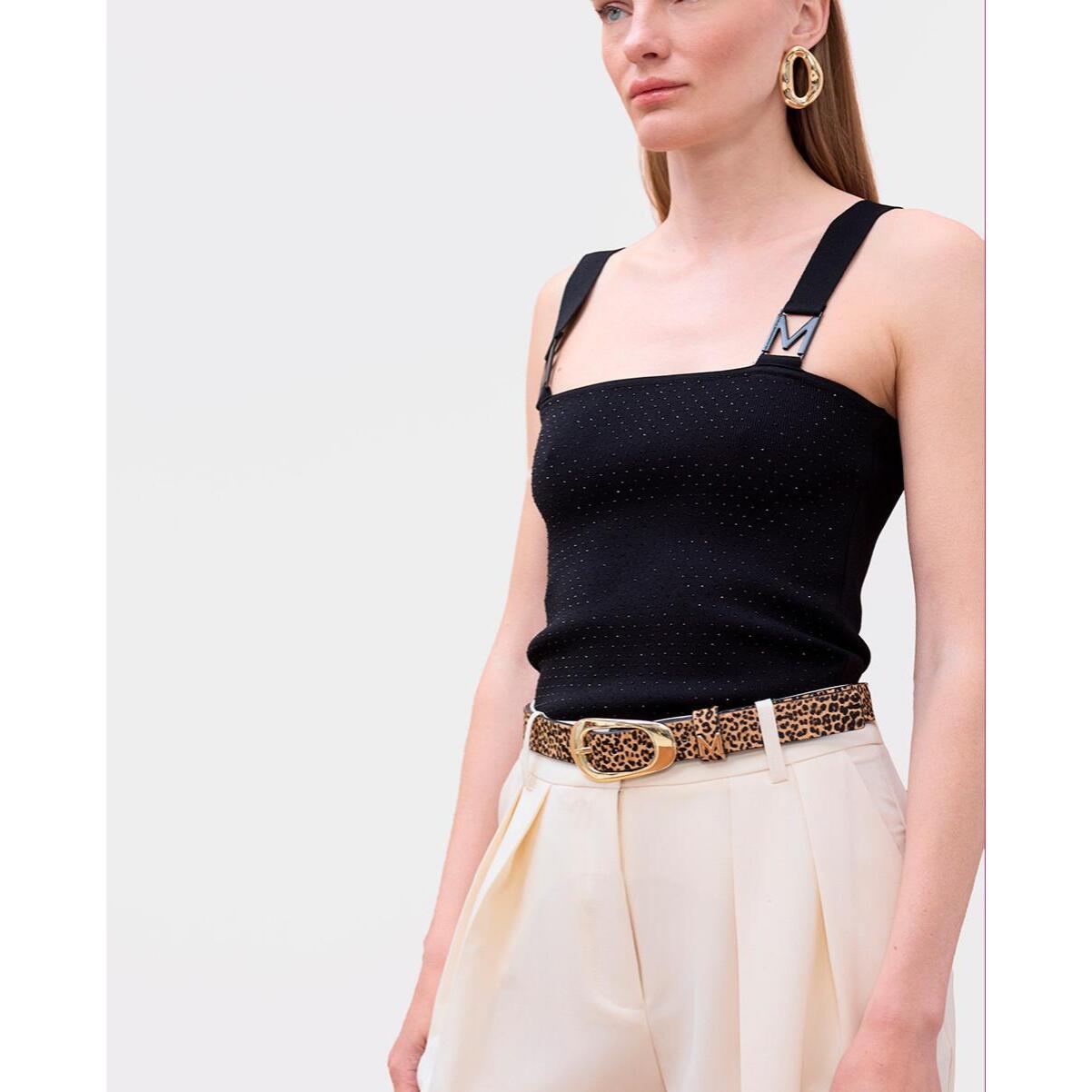 Cintura sottile in pelle con stampa animalier