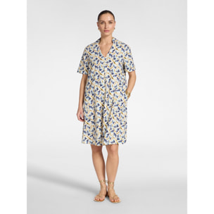 Elena Mirò - Vestido en popelín estampado - Azul