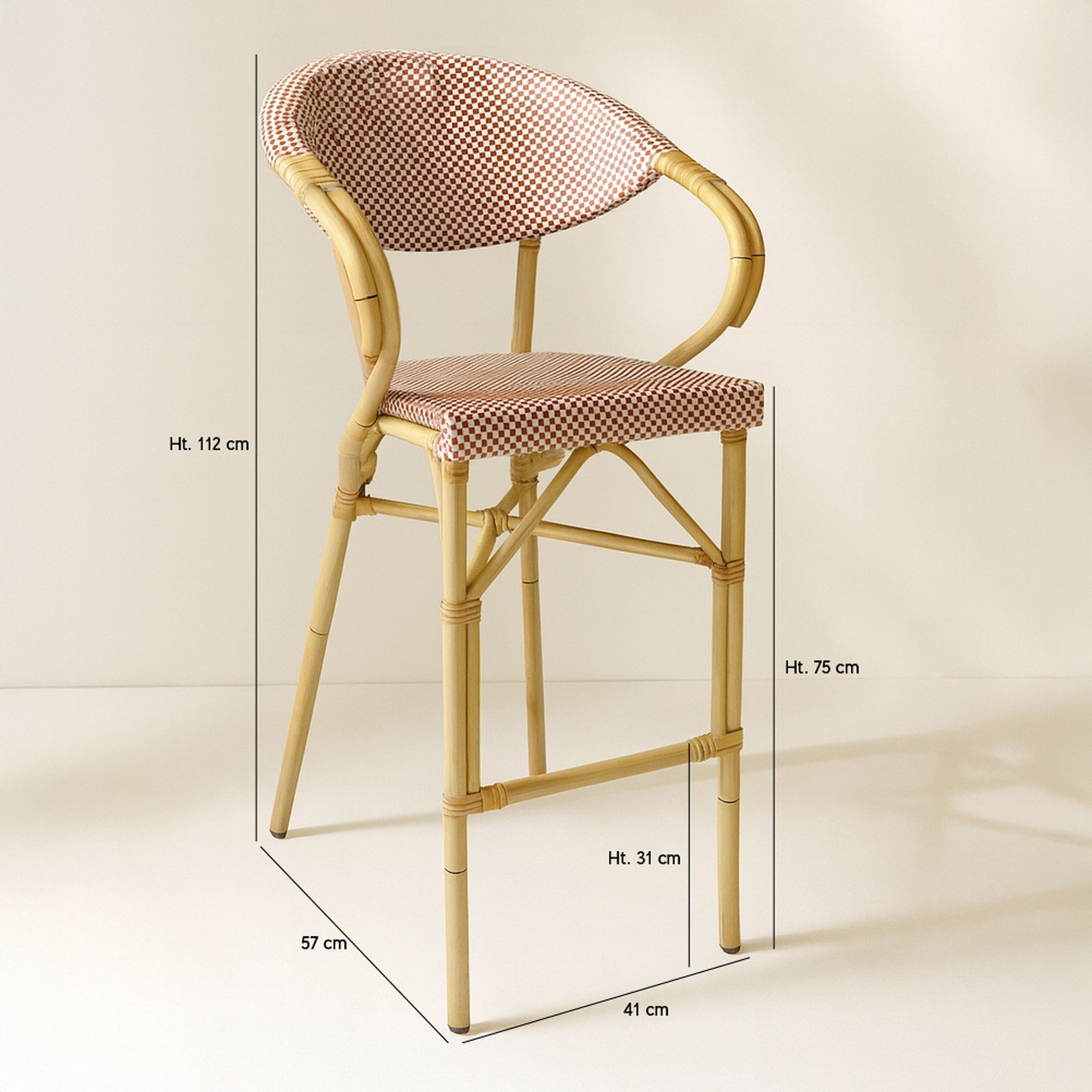 Lot de 2 fauteuils de bar extérieur en textilène rouge AMALFI