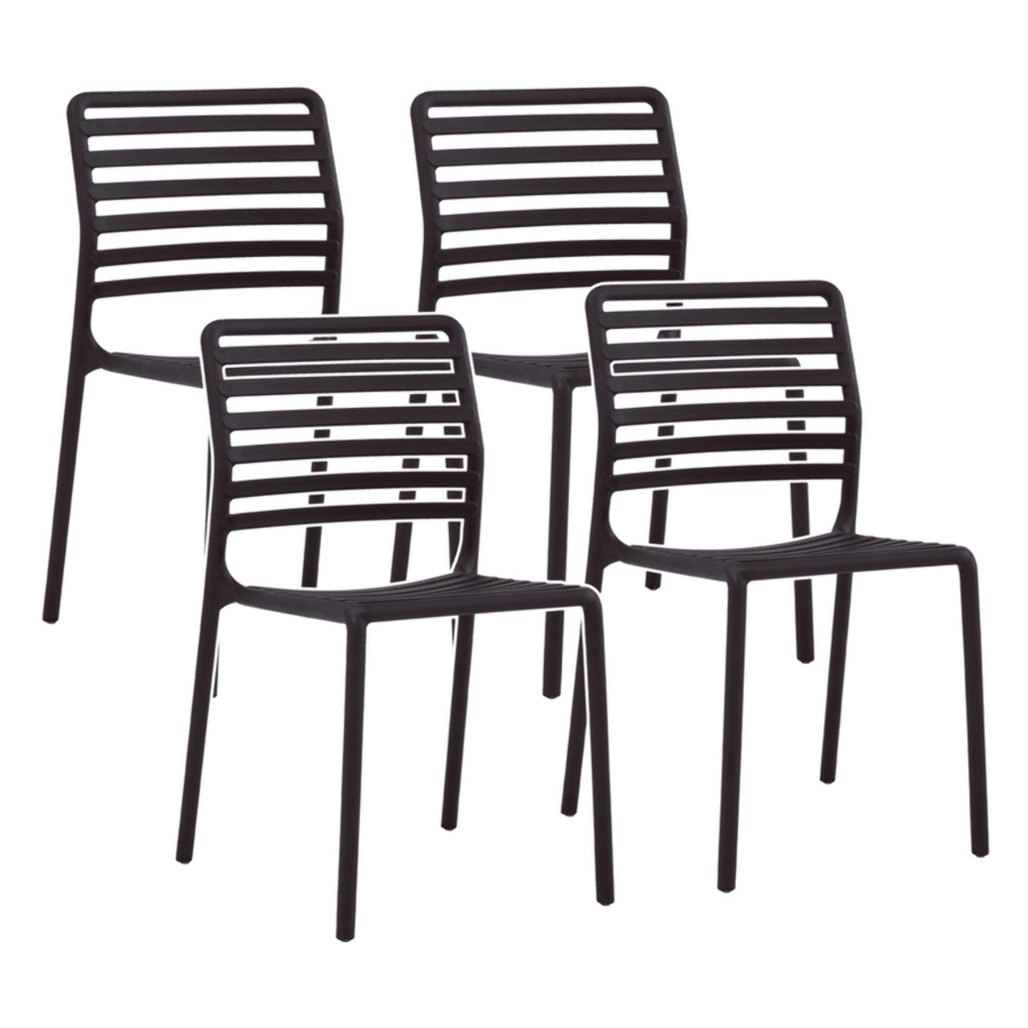 Set da 4 sedie da giardino in polipropilene nera – Lagos