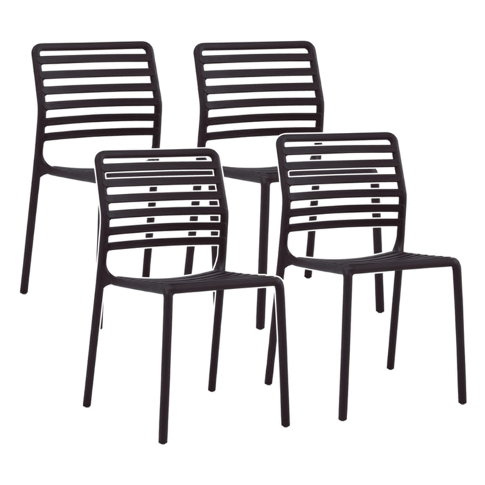 Set da 4 sedie da giardino in polipropilene nera – Lagos