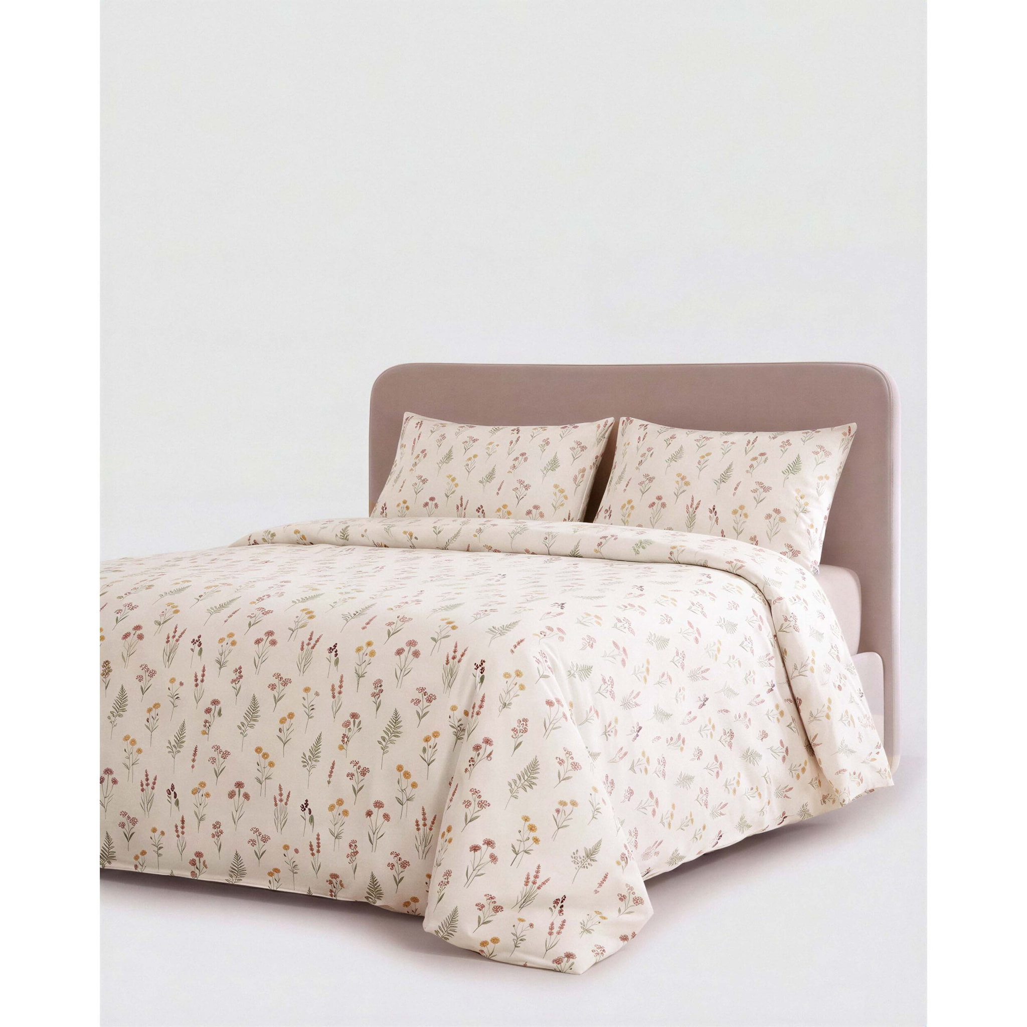 Funda nórdica 100% algodón botanical crema