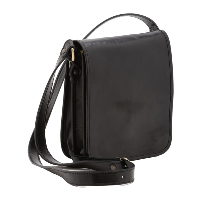 Borsa a tracolla uomo in vera pelle - Modello False - Made in Italy - 23.0 x 20.0 x 9.0 cm