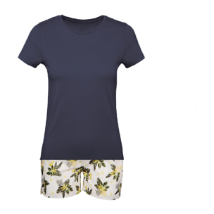 PIGIAMA LADY LAW cotone bianco fiori gialli e verdi