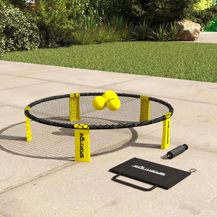 Jeu de plage Spikeball - set complet filet, 3 balles, pompe, sac transport - noir jaune