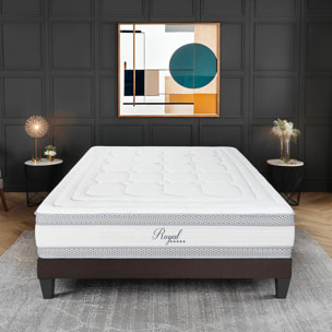Matelas Royal 5*, 24 cm Mémoire de Forme & Mousse Hypersoft, Soutien Medium, Aération Optimale