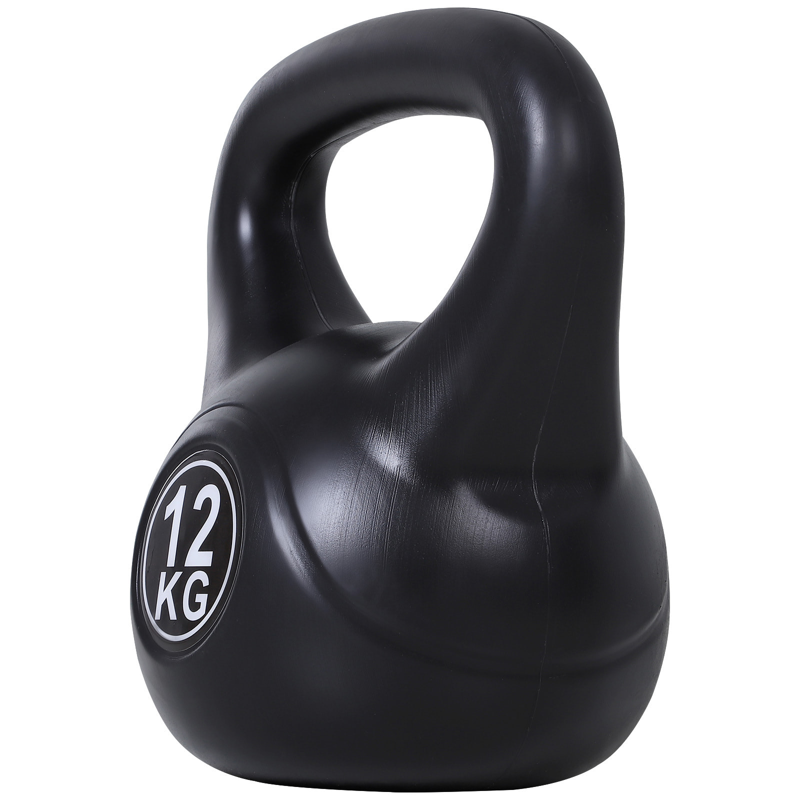 Kettlebell 12 Kg - haltère boule - poignée ergonomique - PVC noir
