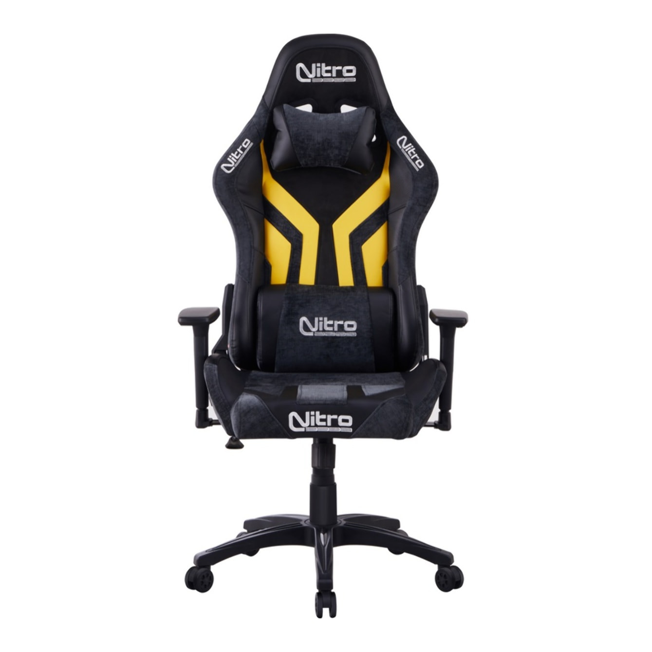 Sedia da gamer gialla e nera in PU con braccioli - Flyco