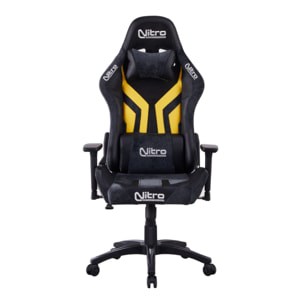 Sedia da gamer gialla e nera in PU con braccioli - Flyco