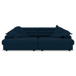 Giulia - canapé droit 4 places double méridienne - assise profonde - en tissu texturé - Bleu