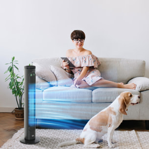 Ventilador de Torre, Ventilador de Pie Silencioso con Control Remoto, 3 Velocidades, 3 Modos, Temporizador 10H, Oscilación 70°, Pantalla LED, para Hogar y Oficina, Gris Oscuro