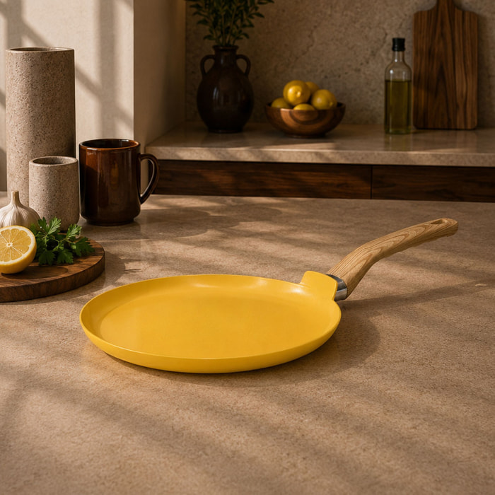 Crêpière 26cm avec revêtement céramique jaune - tous feux COLORAMA