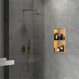 Aurum Niche de Douche à encastrer, Acier Inoxydable 304, 2 étagères, 60x30x10cm, Cuivre brossé PVD (SATAURN6030SBRG)