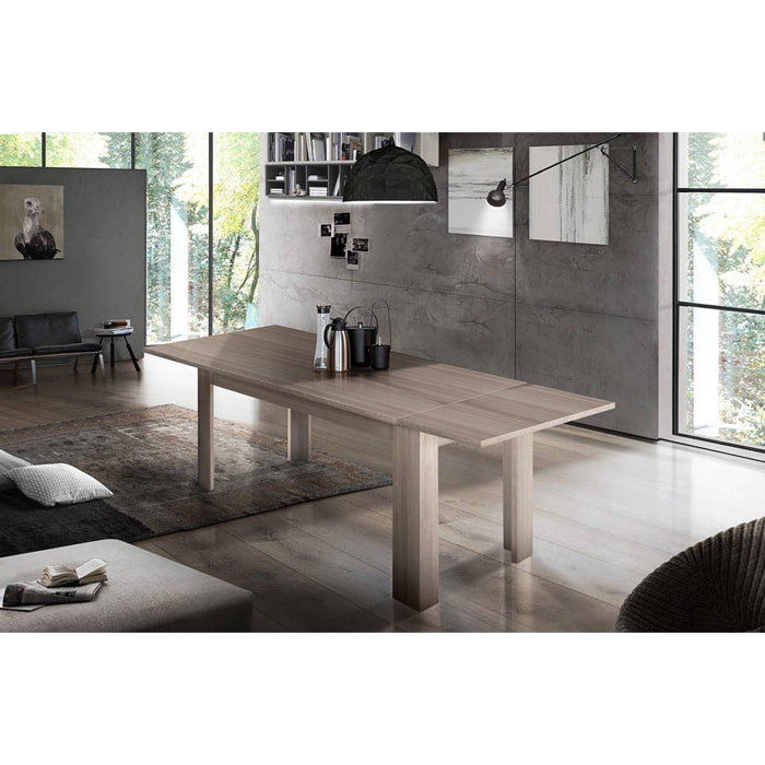 Tavolo per sala da pranzo estensibile, Made in Italy, Tavolo moderno con allunghe, Consolle allungabile, cm 160/210x90h75, colore Olmo perla