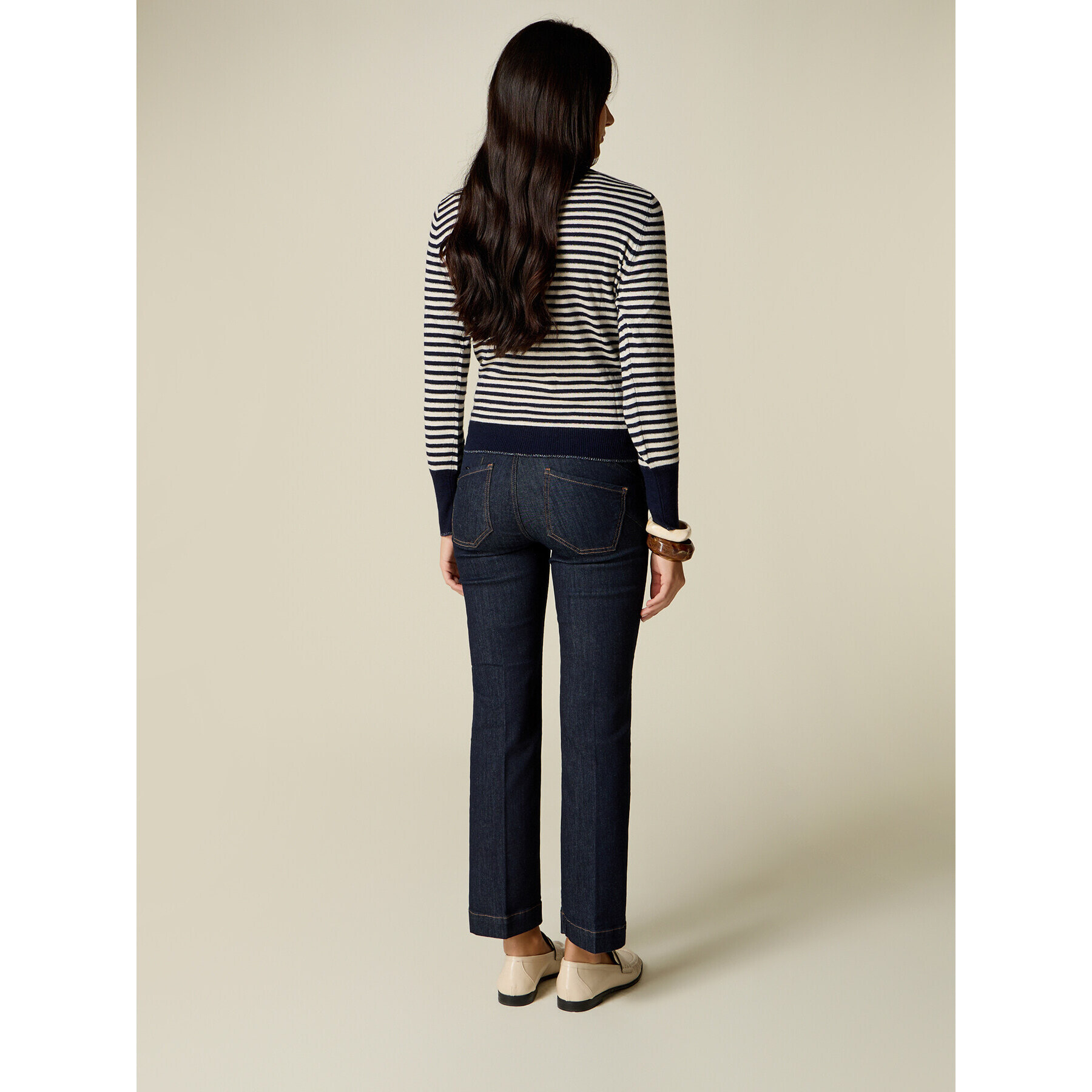 Oltre - Jeans Lauren regular cropped in denim rinse - Blu