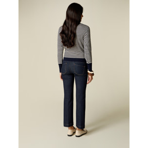 Oltre - Jeans Lauren regular cropped in denim rinse - Blu