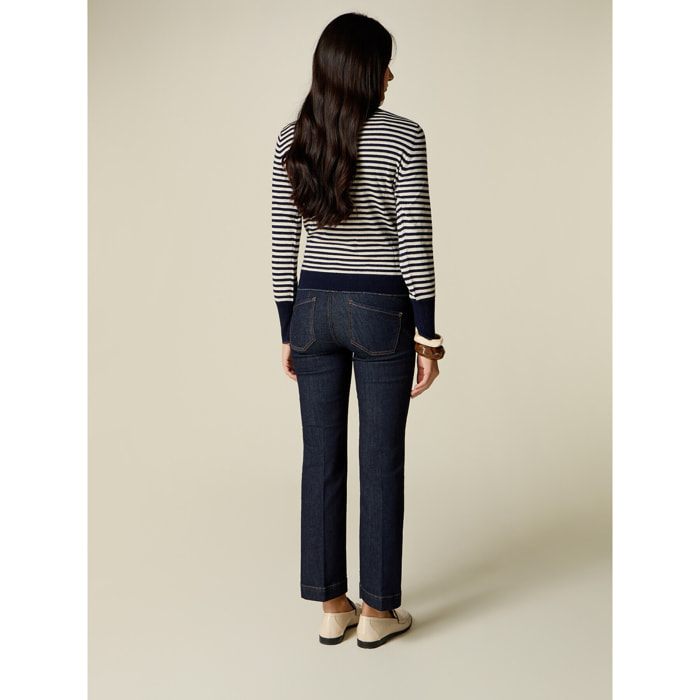 Oltre - Jeans Lauren regular cropped in denim rinse - Blu