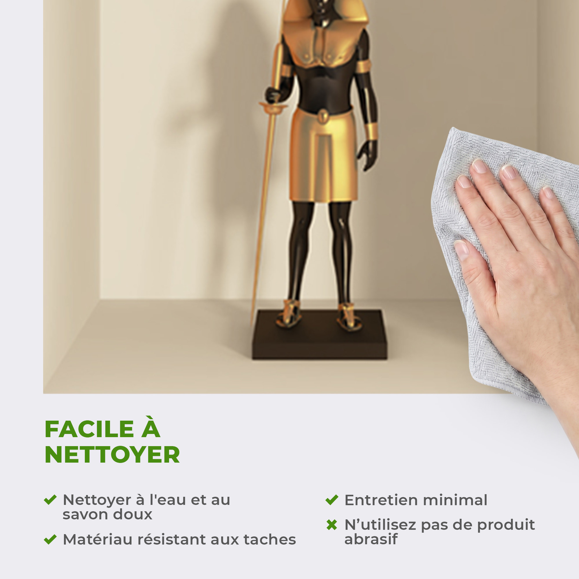 Stickers muraux 3D | Sticker Mural Autocollant effet 3D Egypte statues et chiens - Stickers adhésifs 3D Chambre Salon Trompe l'oeil