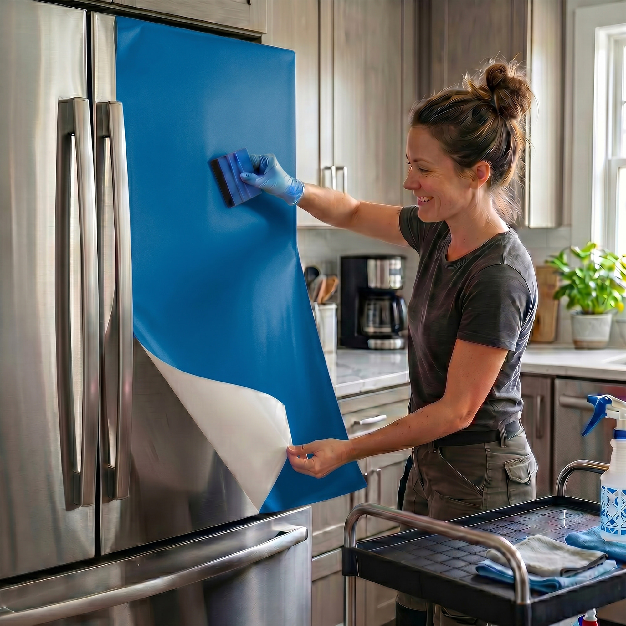 Rouleau adhésif décoratif Vinyle au Mètre - Bleu marine - Sticker Lavable Imperméable Mur Cuisine Meubles