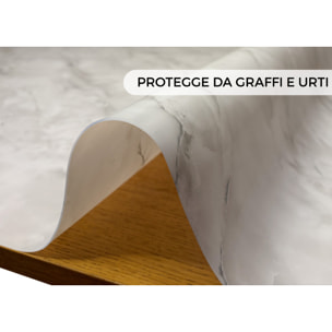 Tovaglia Antimacchia Plastificata Idrorepellente Rotolo Tasgliabile PVC Proteggi Tavolo Crystal Marmo D9 1,55mm
