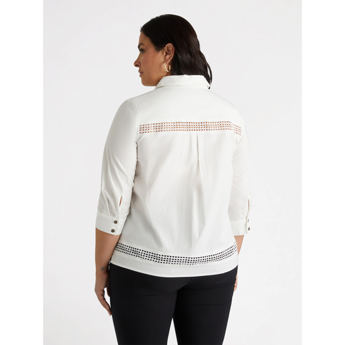 Fiorella Rubino - Camisa con bordes a-jour - Blanco