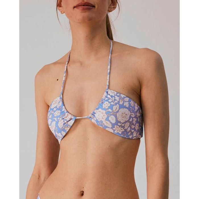 Top de bikini estampado con tirantes ajustables