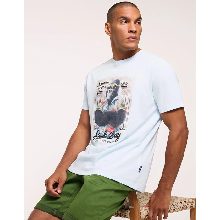 Camiseta Manga Corta Azul Claro - Gorileng