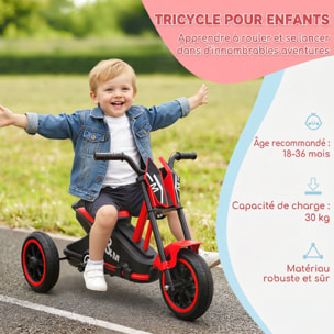 Tricycle enfant moto roues dia. 21,5 cm rouge noir