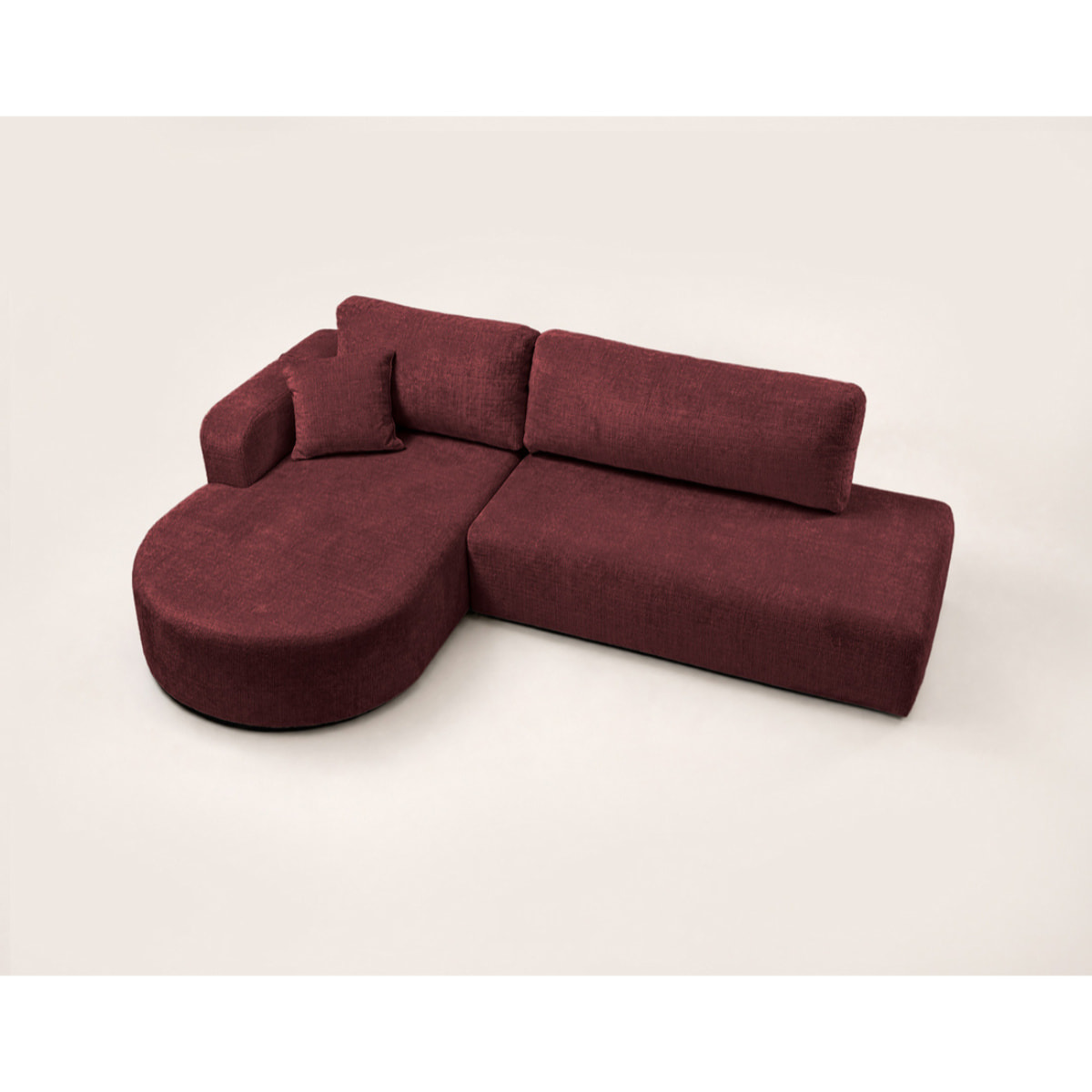 Miro - Canapé d'angle gauche 4 places convertible avec coffre en velours texturé - Prune