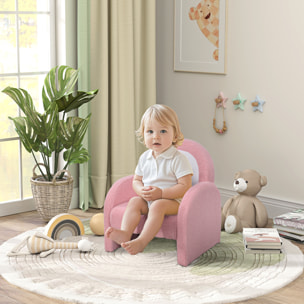 Sillón Infantil con Respaldo en Forma de Arcoíris Sofá para Niños de 18-96 Meses Tejido Suave de Borreguito Reposabrazos Carga 45 kg Rosa