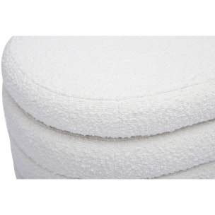 Banc coffre en tissu effet laine bouclée blanc L125 cm NAVY