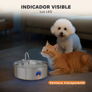 Fuente para Gatos de Acero Inoxidable 7L Bebedero Gatos Grande Silencioso Fuente de Agua para Mascotas Automático con Sistema de Filtros Luz LED y Bomba Súper Silenciosa
