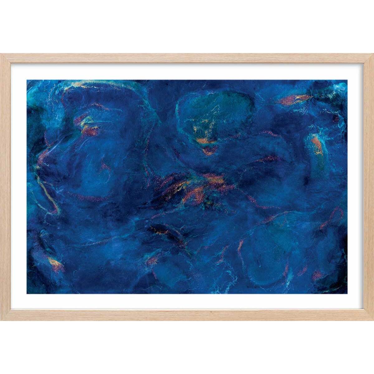 Poster déluge Affiche + cadre en bois - Chêne